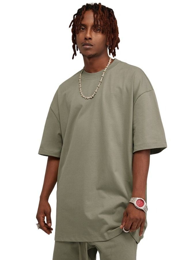 Mei Stylish Men's Casual Breathable Loose Shoulder Oversize Short Sleeve Crew Neck T-shirt - Image 3