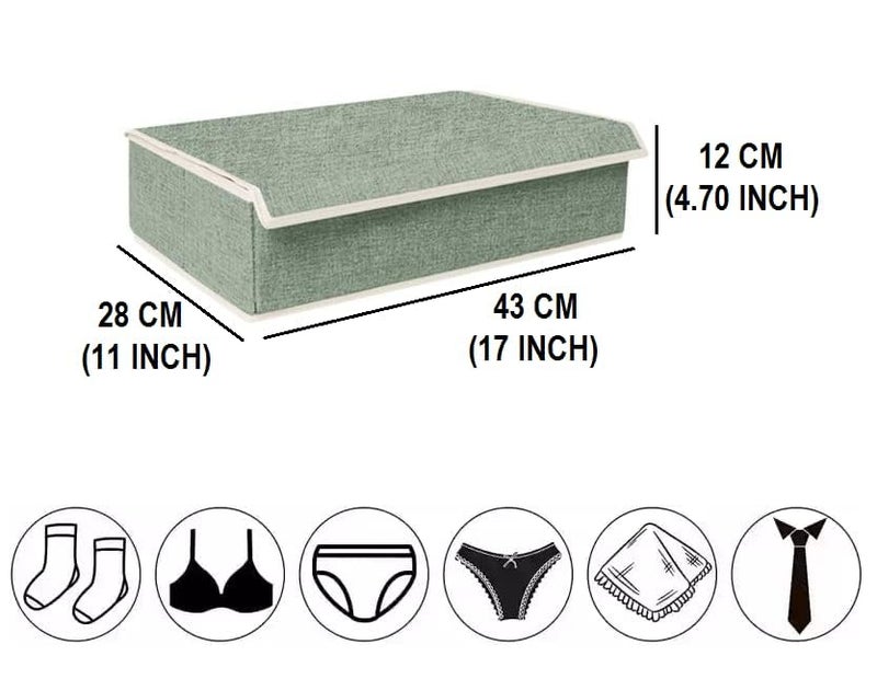 SEYROLIN SEYROLIN 17 Grid Socks Organiser Multi Compartment Foldable Storage Box Closet Drawer Organizer With Lid Undergarments Storage for Socks Bra Panty Tie Scarf Light Green Plain - Image 2