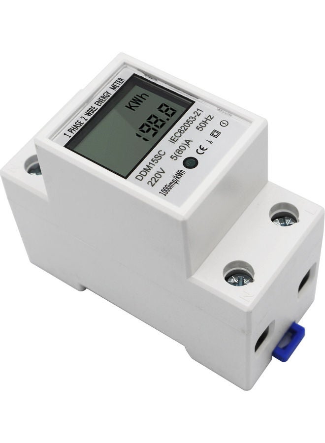 NIBEMINENT LCD Digital Display Single Phase DIN-Rail Energy Meter 5-80A 220V 50Hz Electronic KWh Power Consumption Monitor DDM15SC White 8.0x7.0x4.0cm - Image 5