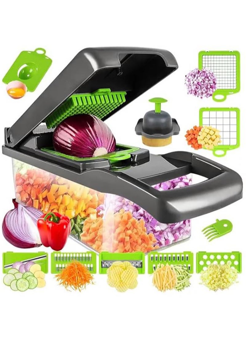 Arabest Vegetable Chopper, Pro Onion Chopper, 15 in 1Multifunctional Food Chopper, Kitchen Vegetable Slicer Dicer Cutter,Veggie Chopper With 8 Blades,Carrot and Garlic Chopper With Container  - Image 1