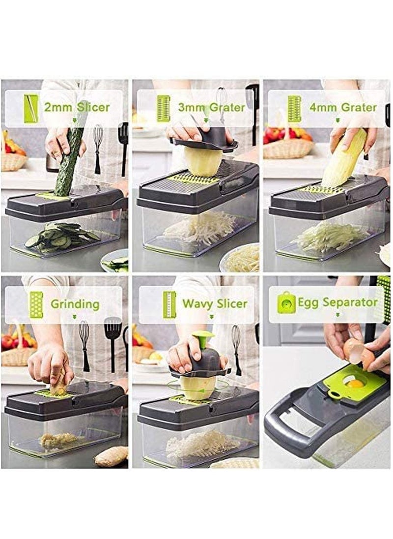 Vegetable Chopper, Pro Onion Chopper, 15 in 1Multifunctional Food Chopper, Kitchen Vegetable Slicer Dicer Cutter,Veggie Chopper With 8 Blades,Carrot and Garlic Chopper With Container