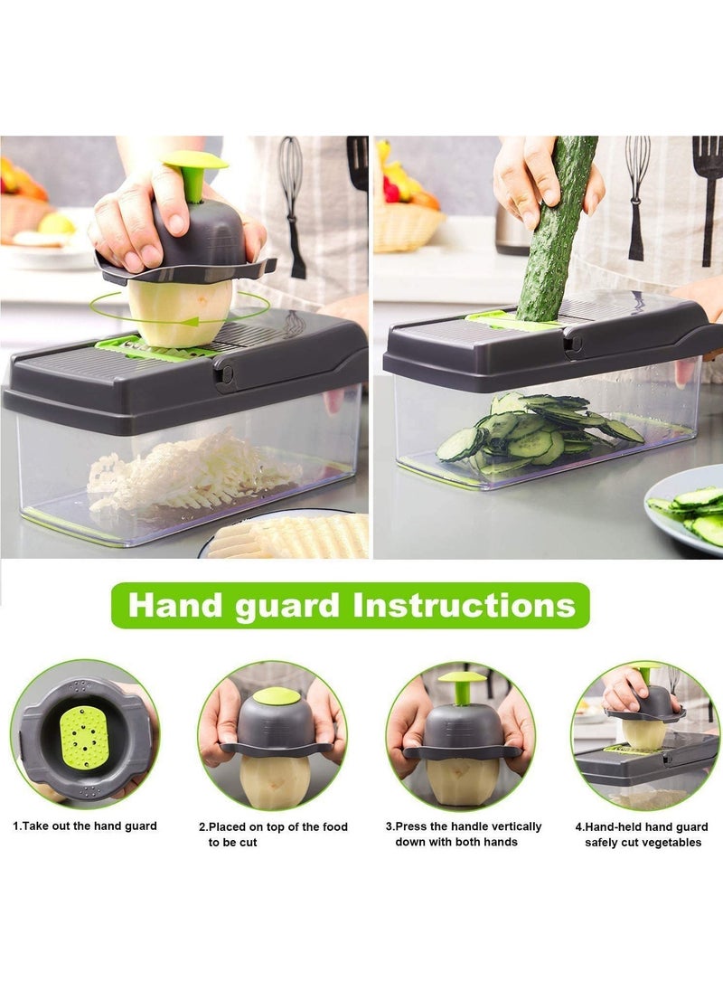 Vegetable Chopper, Pro Onion Chopper, 15 in 1Multifunctional Food Chopper, Kitchen Vegetable Slicer Dicer Cutter,Veggie Chopper With 8 Blades,Carrot and Garlic Chopper With Container