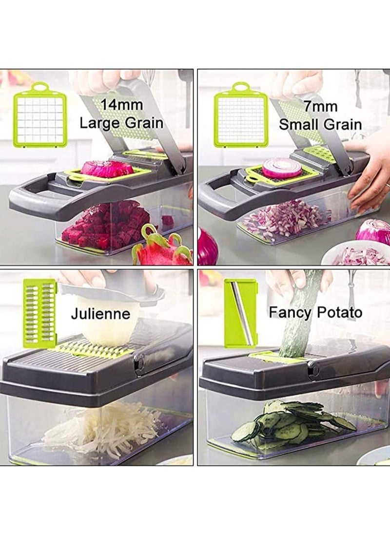 Vegetable Chopper, Pro Onion Chopper, 15 in 1Multifunctional Food Chopper, Kitchen Vegetable Slicer Dicer Cutter,Veggie Chopper With 8 Blades,Carrot and Garlic Chopper With Container