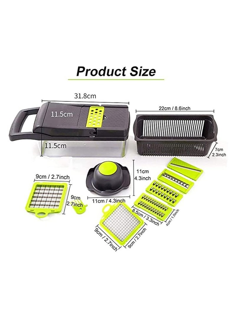 Vegetable Chopper, Pro Onion Chopper, 15 in 1Multifunctional Food Chopper, Kitchen Vegetable Slicer Dicer Cutter,Veggie Chopper With 8 Blades,Carrot and Garlic Chopper With Container