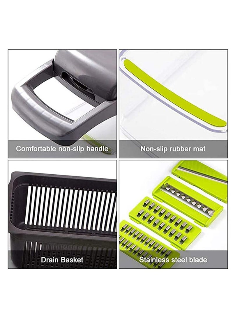 Vegetable Chopper, Pro Onion Chopper, 15 in 1Multifunctional Food Chopper, Kitchen Vegetable Slicer Dicer Cutter,Veggie Chopper With 8 Blades,Carrot and Garlic Chopper With Container