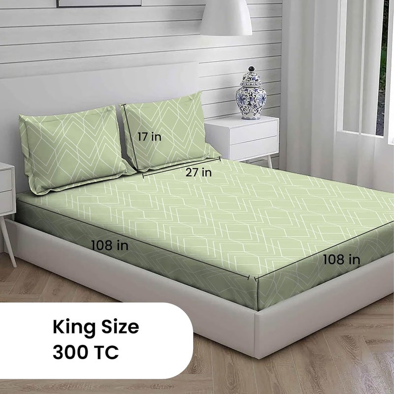 Mush 100 Bamboo Printed King Size Bed Sheet 108x108 inches 300TC Bedsheet for Double Bed Ultra Soft Naturally Anti Microbial Cooling Double Bed Luxury Sheets Pack of 1 Subtle Sage - Image 4