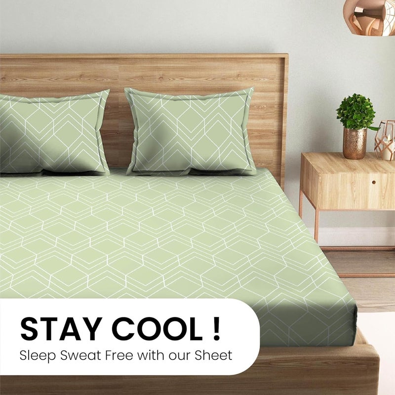 Mush 100 Bamboo Printed King Size Bed Sheet 108x108 inches 300TC Bedsheet for Double Bed Ultra Soft Naturally Anti Microbial Cooling Double Bed Luxury Sheets Pack of 1 Subtle Sage - Image 3