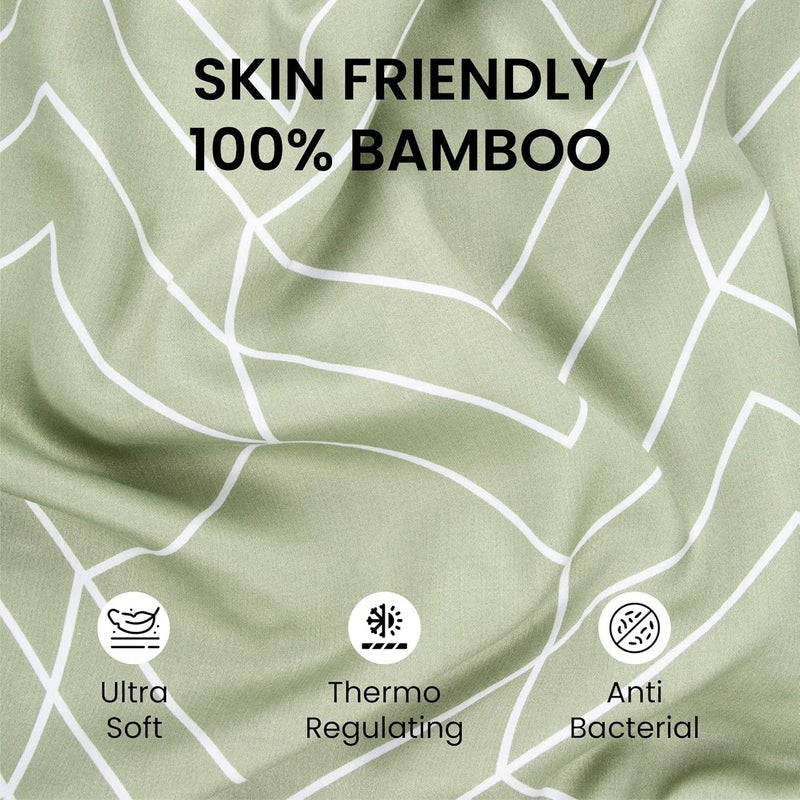 Mush 100 Bamboo Printed King Size Bed Sheet 108x108 inches 300TC Bedsheet for Double Bed Ultra Soft Naturally Anti Microbial Cooling Double Bed Luxury Sheets Pack of 1 Subtle Sage - Image 5