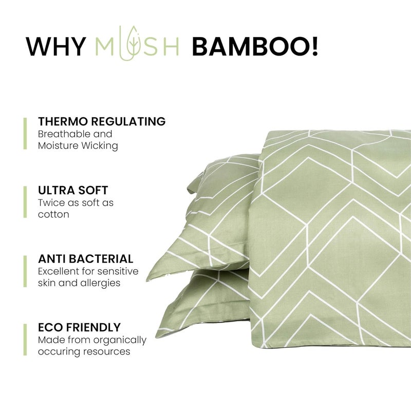 Mush 100 Bamboo Printed King Size Bed Sheet 108x108 inches 300TC Bedsheet for Double Bed Ultra Soft Naturally Anti Microbial Cooling Double Bed Luxury Sheets Pack of 1 Subtle Sage - Image 2