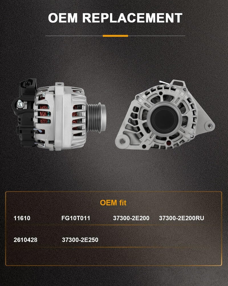 ROADFAR بديل مولد كهربائي جديد من ROADFAR لهيونداي إيلانtra 2011-2017، لهيونداي إيلانtra كوبيه 2013-2014، لهيونداي إيلانtra GT 2013-2014، لكيا فورت 2014-2016، لكيا سول 2012-2013 - Image 5