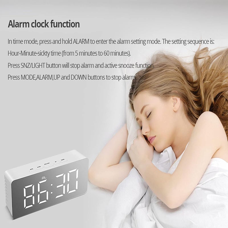 black sparrow Digital Alarm Clock Large Mirror Surface LED Clock with Dual USB Charger Port AutoCustom BrightnessEasy Snooze Function Alarm Clock for Kids Bedroom - Image 2