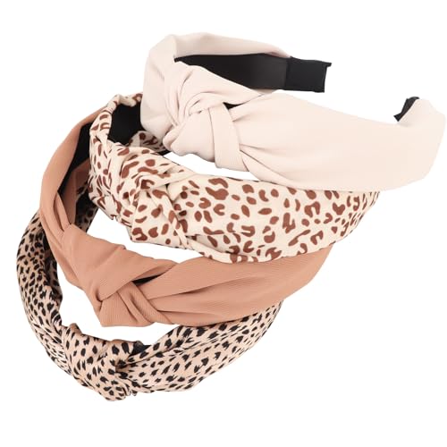 DRESHOW Knotted Headbands Women Non Slip Fashion Headbands 4 Pcs Printed and Solid Boho Wide Top Knot Hair Hoops for Women Girls Hairbands Hair Accessories Polyester Appropriate Size Occasions - Image 1