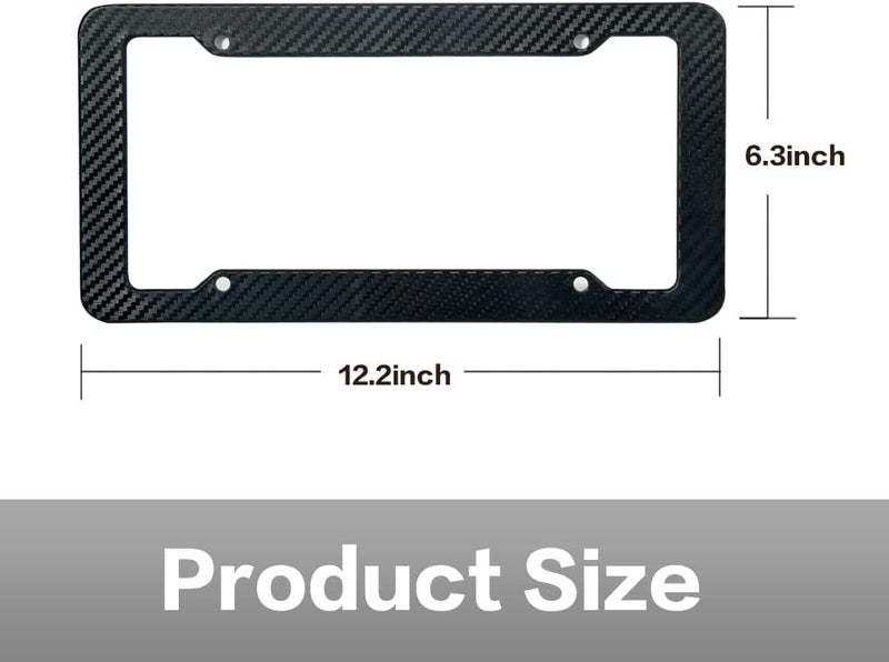 Reswish 2 Pack License Plate Frames,Carbon Fiber License Plate Frame,Car Tag Cover for Front & Rear with Fasteners and Screws,4 Hole Universal Holder Waterproof Plastic Number Plate Frame - Image 4