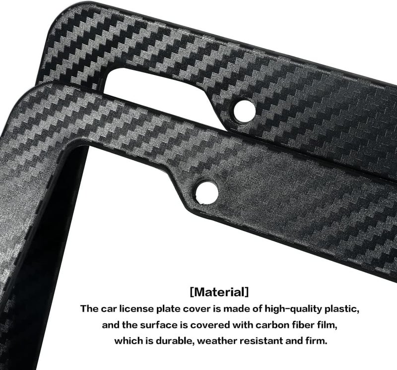 Reswish 2 Pack License Plate Frames,Carbon Fiber License Plate Frame,Car Tag Cover for Front & Rear with Fasteners and Screws,4 Hole Universal Holder Waterproof Plastic Number Plate Frame - Image 2