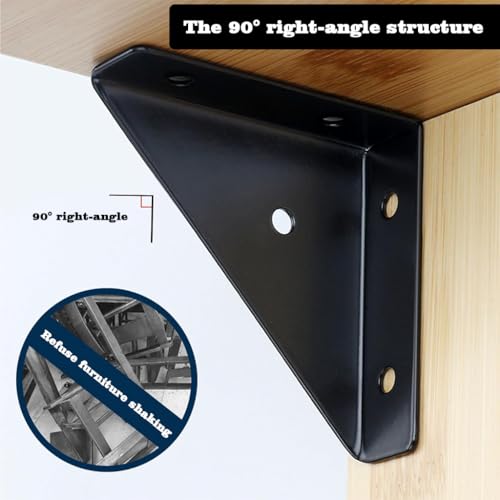 Serplex® 4Pcs Corner Braces Angle Brakets Steel L-Brackets 90°C Shelf Support Corner Braces, Triangle Furniture Right-Angle Joints Brackets, Corner Desk Connector for Bed Cabinet (Screws Not Included) - Image 4