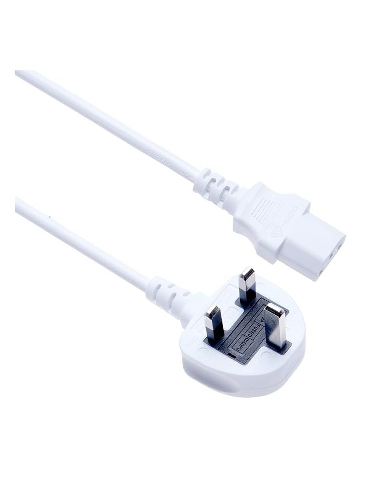 DKURVE - White Desktop Power Cable 250V 13A Monitor Power Cord 3 Pin UK Main Leads Universal AC Power Cord Replacement for PC Computer Printer DKURVE - Image 1