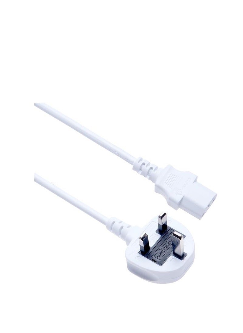 DKURVE - White Desktop Power Cable 250V 13A Monitor Power Cord 3 Pin UK Main Leads Universal AC Power Cord Replacement for PC Computer Printer DKURVE - Image 1