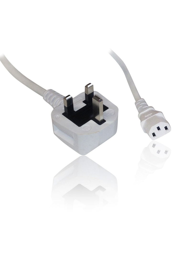 DKURVE - White Desktop Power Cable 250V 13A Monitor Power Cord 3 Pin UK Main Leads Universal AC Power Cord Replacement for PC Computer Printer DKURVE - Image 1