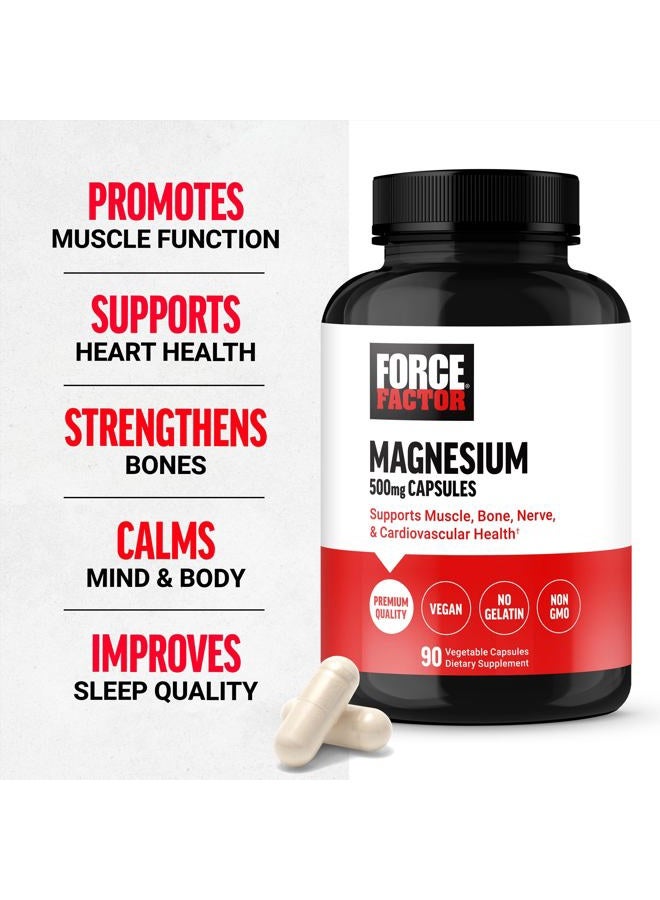 Force Factor مكمل مغنيسيوم معقد لدعم العضلات والعظام والأعصاب وصحة القلب والأوعية الدموية، مغنيسيوم جليسينات، مغنيسيوم سترات، ومغنيسيوم أكسيد، نباتي، غير معدل وراثيًا، 90 كبسولة - Image 2