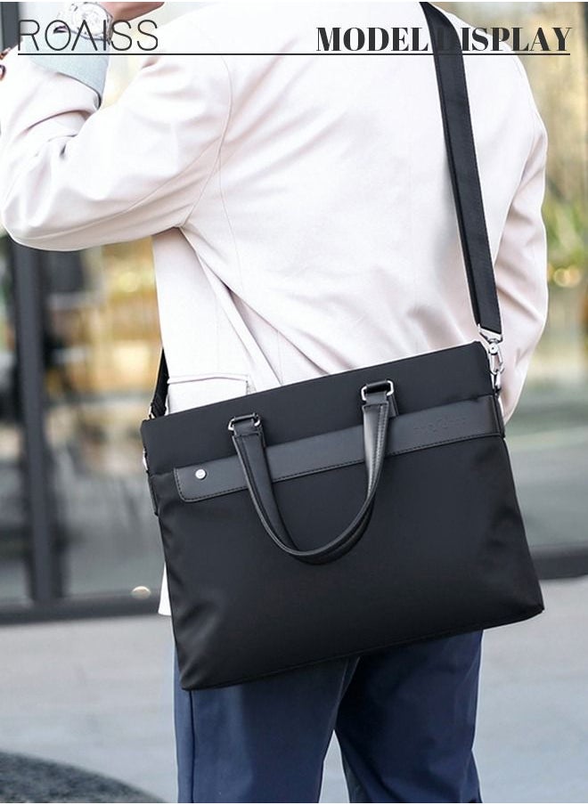 roaiss - Casual Business Briefcase Laptop Bag Classic Large Crossbody Shoulder Bag Soft Waterproof Wear-resistant Handbag for Men Travel Office Work Black - Image 1