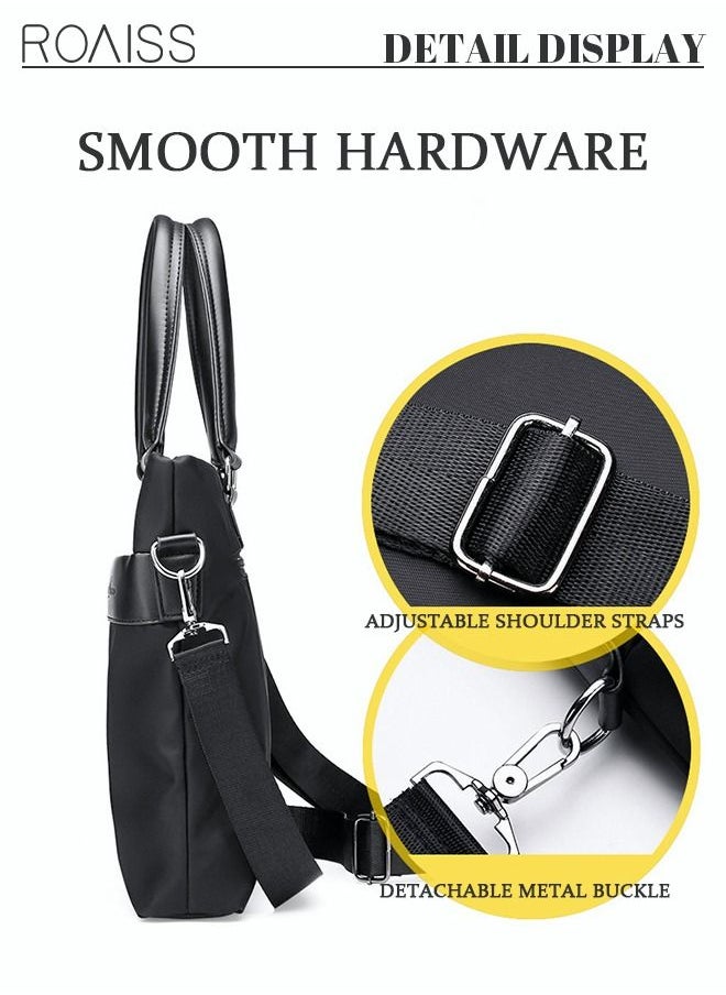 roaiss - Casual Business Briefcase Laptop Bag Classic Large Crossbody Shoulder Bag Soft Waterproof Wear-resistant Handbag for Men Travel Office Work Black - Image 1