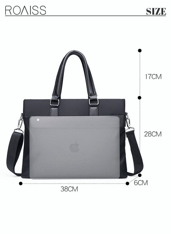 roaiss - Casual Business Briefcase Laptop Bag Classic Large Crossbody Shoulder Bag Soft Waterproof Wear-resistant Handbag for Men Travel Office Work Black - Image 1