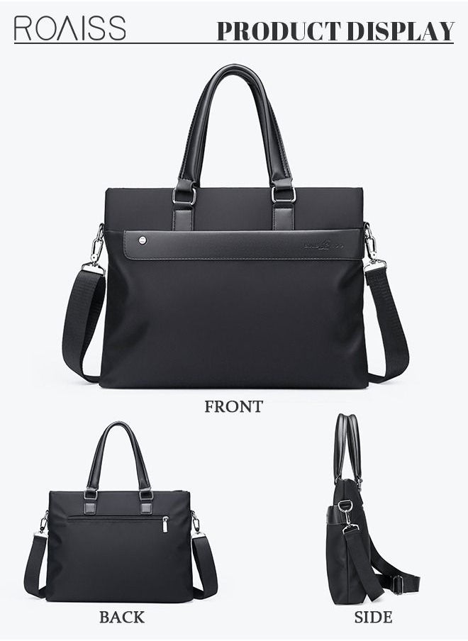 roaiss - Casual Business Briefcase Laptop Bag Classic Large Crossbody Shoulder Bag Soft Waterproof Wear-resistant Handbag for Men Travel Office Work Black - Image 1