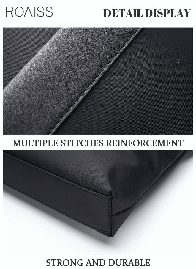 roaiss - Casual Business Briefcase Laptop Bag Classic Large Crossbody Shoulder Bag Soft Waterproof Wear-resistant Handbag for Men Travel Office Work Black - Image 1