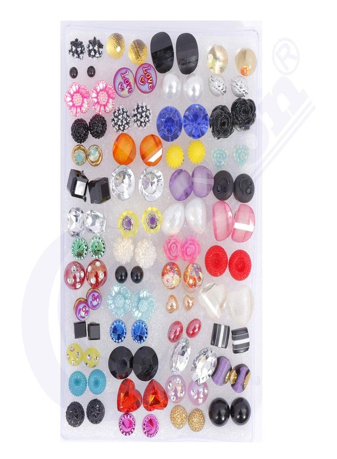 Honbon Plastic Small Design Stud Earrings with Plastic Back for Girls Combo (Assorted Colour and Design, 25) - Image 5