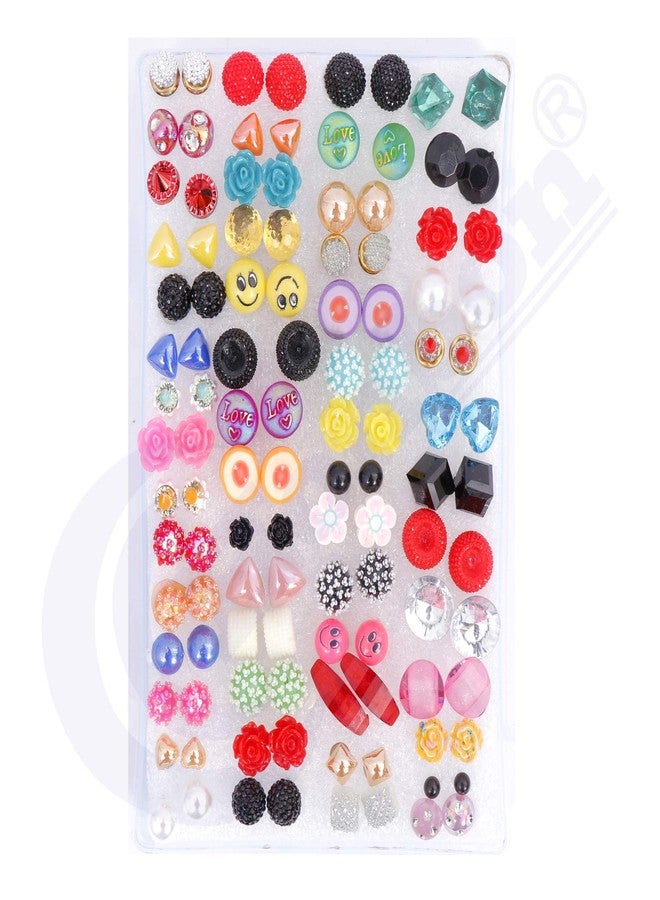 Honbon Plastic Small Design Stud Earrings with Plastic Back for Girls Combo (Assorted Colour and Design, 25) - Image 4