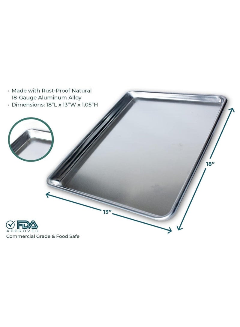 Commercial Quality Aluminum Baking Sheet Pan Set of 2, Half Sheet 18x13 Inch, Heavy Duty Thick Gauge, Rust & Warp Resistant Cookie Sheet for Oven - Image 4