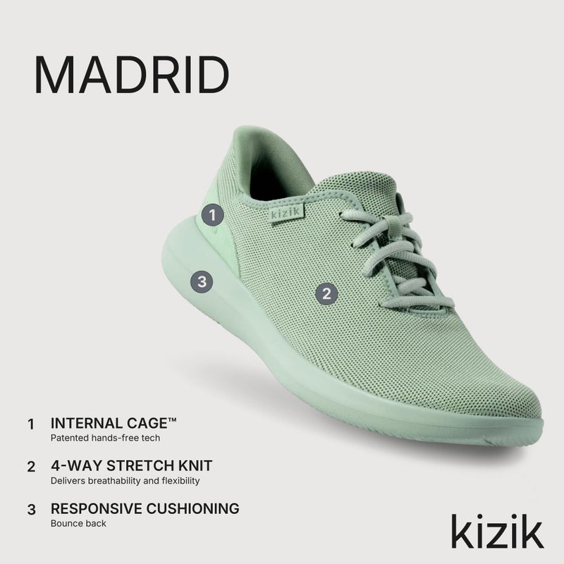 Kizik أحذية كيزك الرياضية: مدريد - راحة طوال اليوم، سهولة الاستخدام بدون استخدام اليدين، قمة نسيج قابلة للتنفس، أحذية مشي للرجال والنساء مع دعم للقوس - سAGE M4.5 / W6 - Image 3