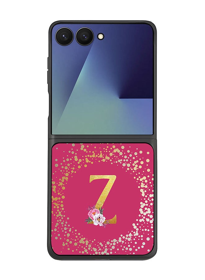 Stylizedd For Samsung Galaxy Z Flip7 Case,Slim fit Camera Protection, Shockproof Thin Phone cover  - Custom Monogram Floral - Z ( Deep Pink )