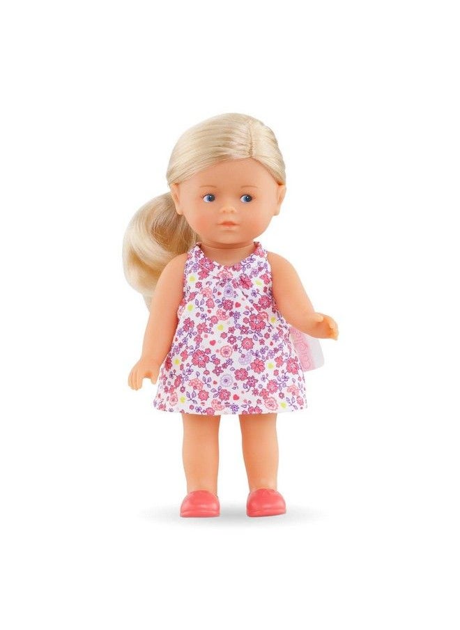 Corolle Mini Corolline Rosy 8" Doll With Blond Hair And Floral Dress For Kids Ages 3 Years And Up  - Image 1