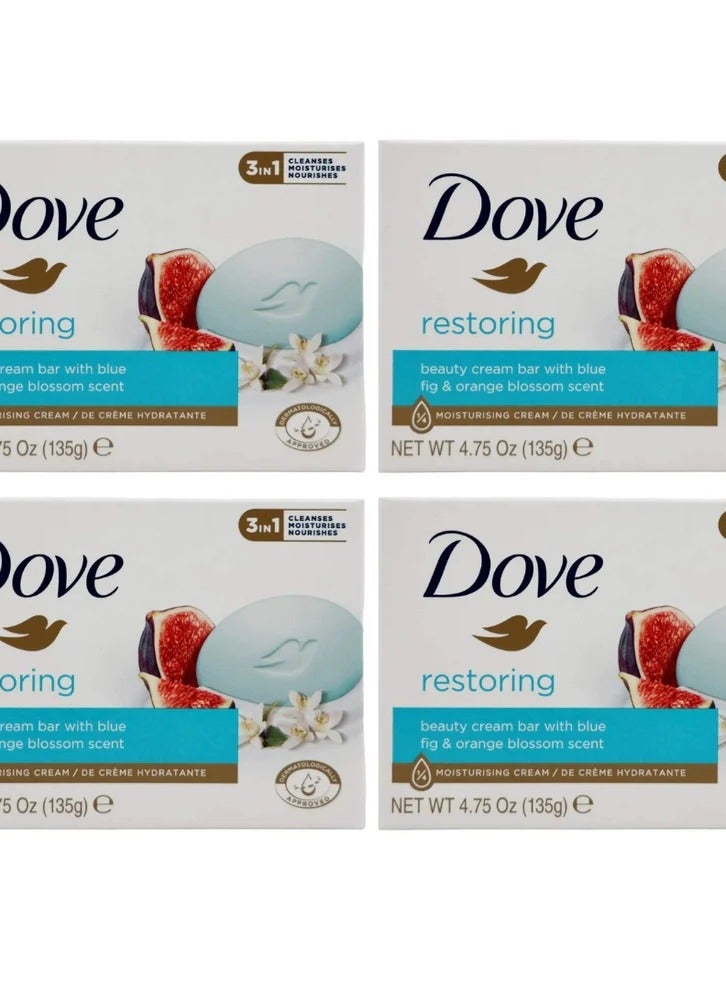 دوف صابون دوف الكريمي المرمم للجسم - برائحة التين الأزرق وزهر البرتقال 360 غرام، 4 قطع - Image 2