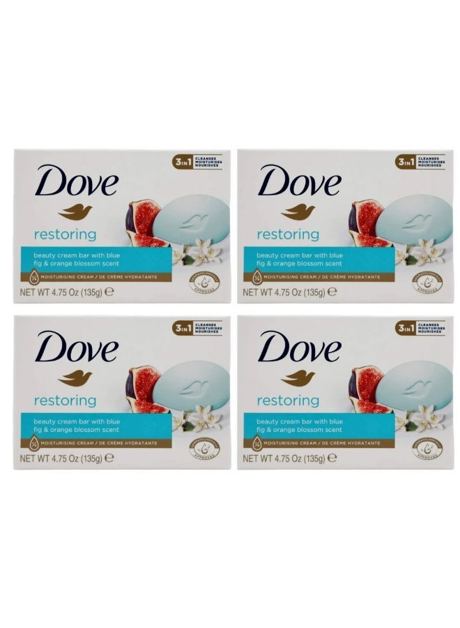 دوف صابون دوف الكريمي المرمم للجسم - برائحة التين الأزرق وزهر البرتقال 360 غرام، 4 قطع - Image 1