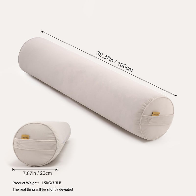Ailuteie Body Pillow for Adults,Long Round Pillow,Big Cylindrical Pillow,Large Full Bolster Pillows for Side Sleepers (Misty White, 39.37"*7.87") - Image 2