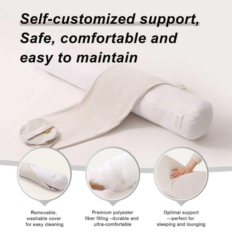 Ailuteie Body Pillow for Adults,Long Round Pillow,Big Cylindrical Pillow,Large Full Bolster Pillows for Side Sleepers (Misty White, 39.37"*7.87") - Image 4