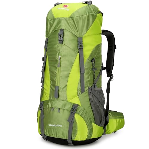 W WINTMING WintMing 75L Hiking Backpack with Rain Cover Waterproof Camping Backpack Shoes Warehouse for Men Women, Frameless (Olive Green) - Image 1