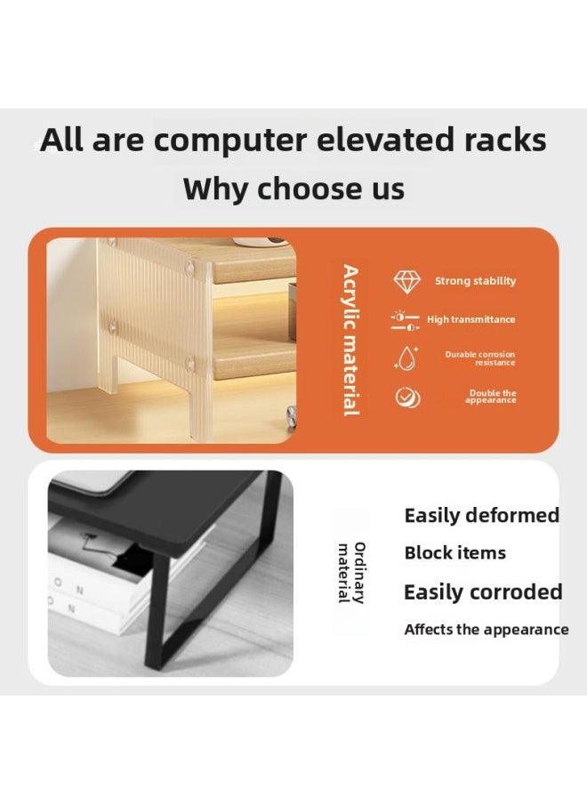 Generic - Station Computer Rack Laptop Portable Computer Bracket Desktop Display Pad High Storage Rack Storage Rack-Color:Suspension Acrylic-White [Double Layer]] - Image 1