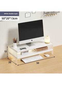 Station Computer Rack Laptop Portable Computer Bracket Desktop Display Pad High Storage Rack Storage Rack-Color:Suspension Acrylic-White [Double Layer]]