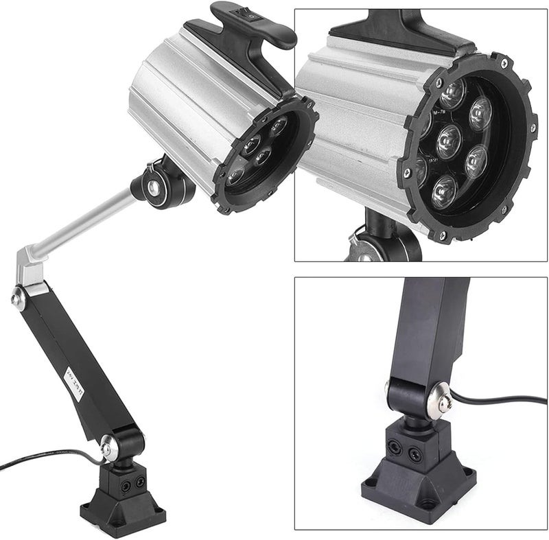 GLOGLOW LED Worklight, Accessory Lights 7W 24V Adjustable Angle 360 Degree with Direct Mount Holes for Machine Shop Auto Parts Maintenance Beauty Nails Reading LED Worklight, High Light (Silver Black) - Image 2