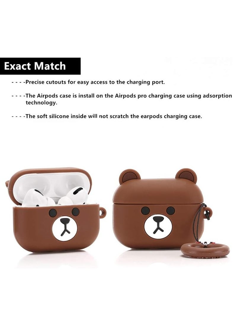 Generic AirPods Pro Case, Shockproof Protective Silicone Cover for AirPods Pro Funny Design (Little Brown Bear), Soft Silicone Shockproof Cover with Ring Buckle, Case for AirPods Pro Earphone (Little Rabbit/Brown Bear)  - Image 4