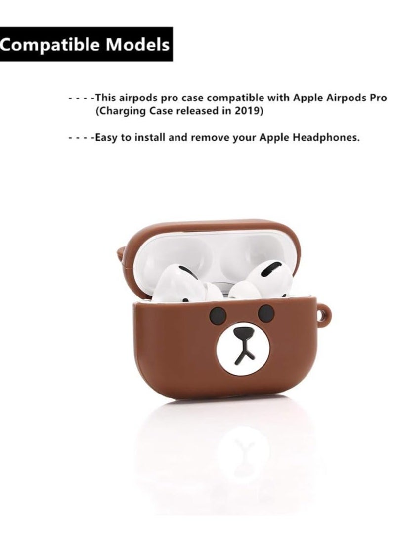 Generic AirPods Pro Case, Shockproof Protective Silicone Cover for AirPods Pro Funny Design (Little Brown Bear), Soft Silicone Shockproof Cover with Ring Buckle, Case for AirPods Pro Earphone (Little Rabbit/Brown Bear)  - Image 5