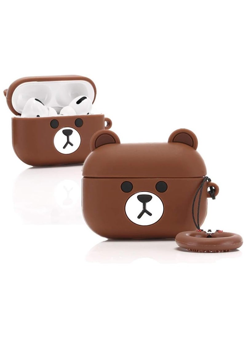 Generic AirPods Pro Case, Shockproof Protective Silicone Cover for AirPods Pro Funny Design (Little Brown Bear), Soft Silicone Shockproof Cover with Ring Buckle, Case for AirPods Pro Earphone (Little Rabbit/Brown Bear)  - Image 3