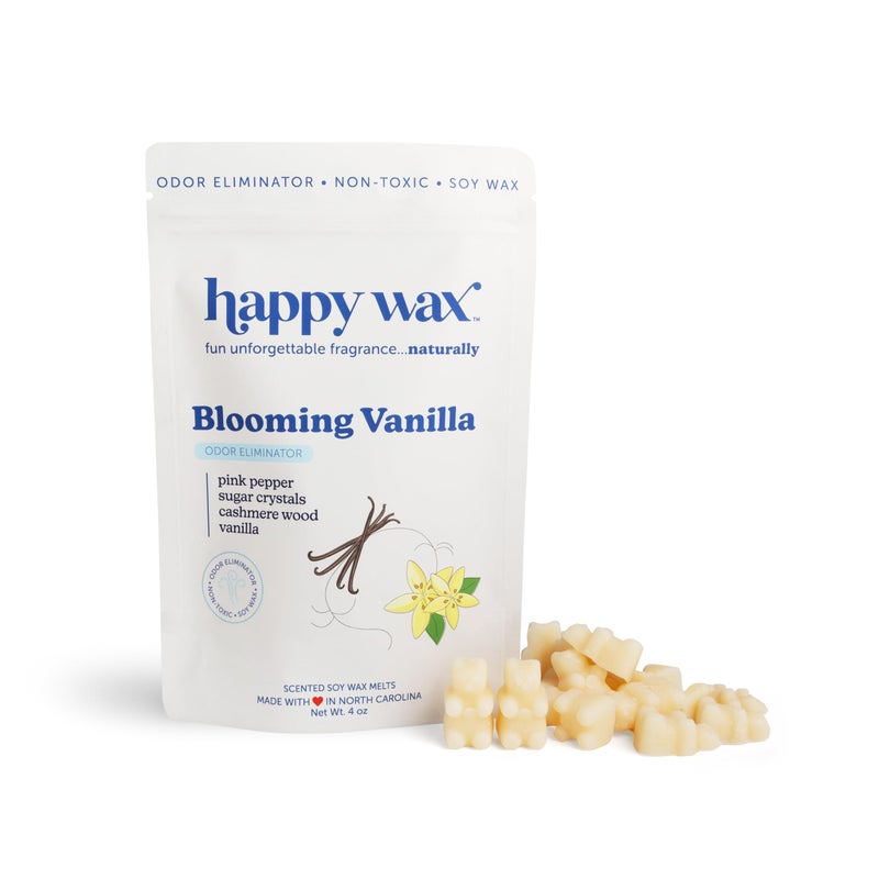 Happy Wax Odor Eliminating Scented Soy Wax Melts â€“ Blooming Vanilla â€“ Pet-Safe, Non-Toxic, Perfect for Use with Wax Warmers - for Home Fragrance & Freshness - 4 oz Pouch - Image 1