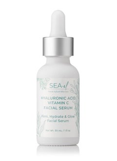 Sea-El Hyaluronic Acid & Vitamin C Facial Serum Drops Firming Hydration & Glow Anti Aging Face Moisturizer Daily Wrinkle Diminishing Skin Care For Women & Men Vegan 1 Fl Oz  - Image 1