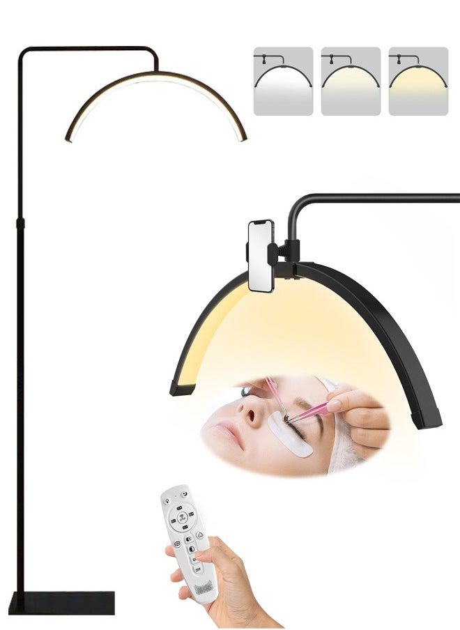 XiuWoo Eyelash LED Floor Light, Half Moon Lamp for Lash Extension, Lighting for Beauty, Skincare, Lashes, Eyebrows, Filming Content Creation, with Adjustable Brightness & Height, Black 160x62 cm  - Image 1