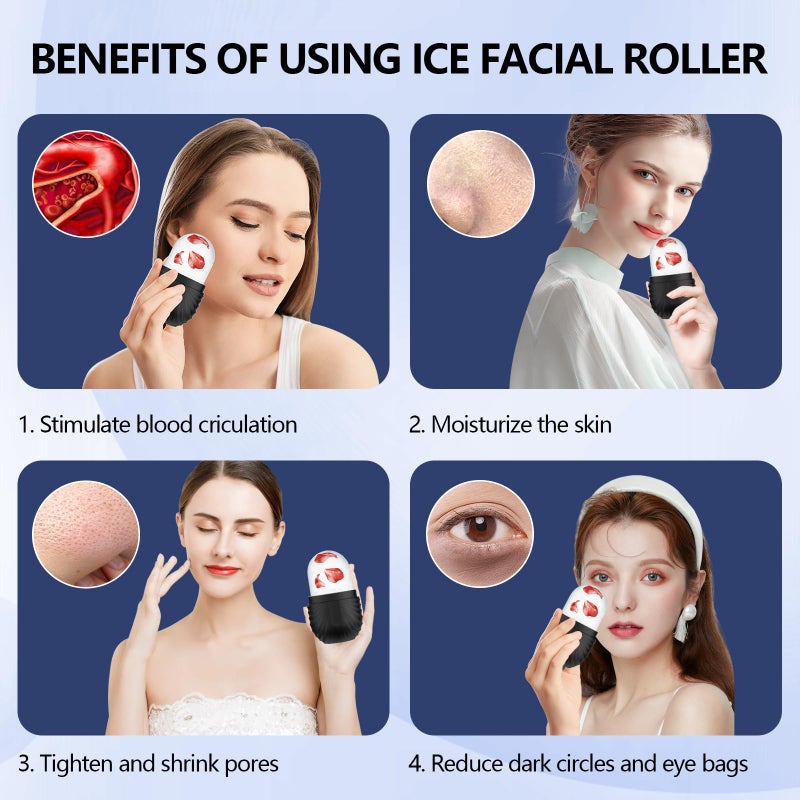 ZPU Ice Roller for Face and Eye, Reusable Silicone Ice Facial Roller Ice Holder, Face Ice Mold Skin Care, Ice Cube Roller for Shrink Pores Anti Wrinkle Reduce Puffiness, Black - Image 4