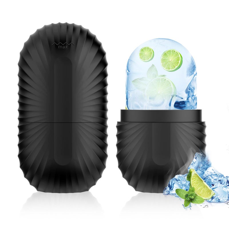 ZPU Ice Roller for Face and Eye, Reusable Silicone Ice Facial Roller Ice Holder, Face Ice Mold Skin Care, Ice Cube Roller for Shrink Pores Anti Wrinkle Reduce Puffiness, Black - Image 1